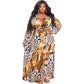 Plus size leopard print summer dress with belt, featuring a loose fit, by Maryangel Rebel.