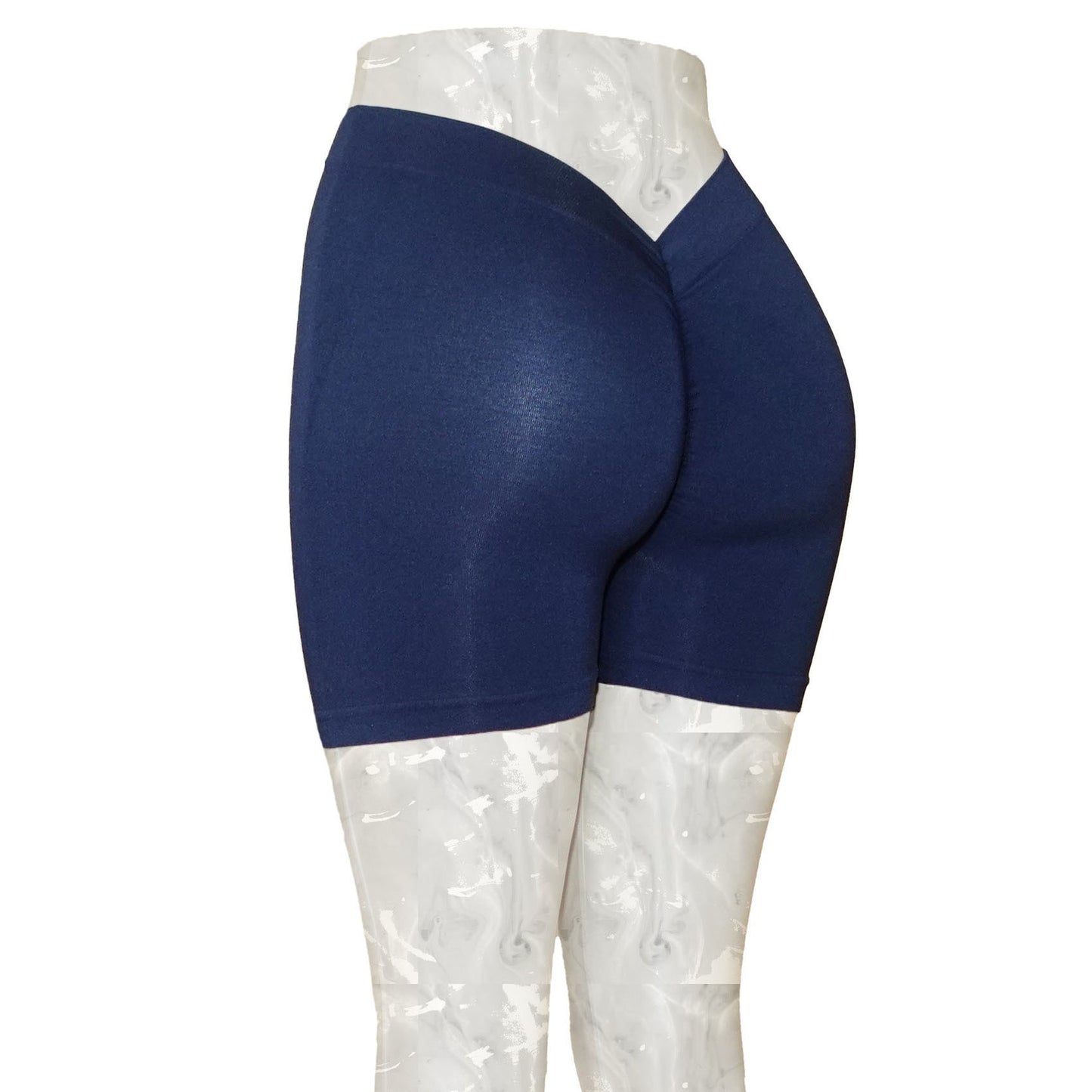 Taille arrière profonde V plongeant en forme de rides maigre hanche ascenseur Yoga Shorts pas de ligne d'embarras pêche hanche Fitness Shorts