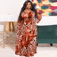 Plus size women’s dress by Maryangel Rebel featuring a loose fit and leopard print with a stylish belt for summer wear.