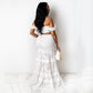 Maryangel Rebel women's solid color two-piece lace maxi dress with wrapped chest and fishtail design for spring summer.