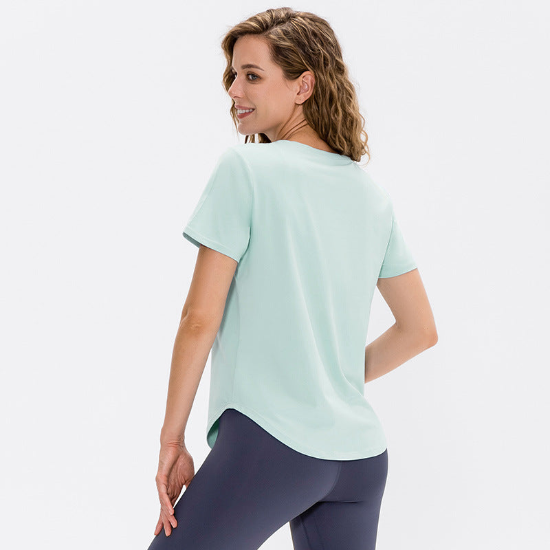 Femmes Yoga Sports manches courtes course ample léger respirant t-shirt Stretch vêtements d'entraînement séchage rapide haut