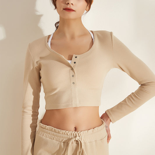 Workout Clothes Women Long Sleeved Sports Top Slim Look Running T shirt Slim Fit Internet Celebrity Dance Yoga Clothes