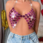 Sexy Acrylic Heart Shape Mirror Surface Vest