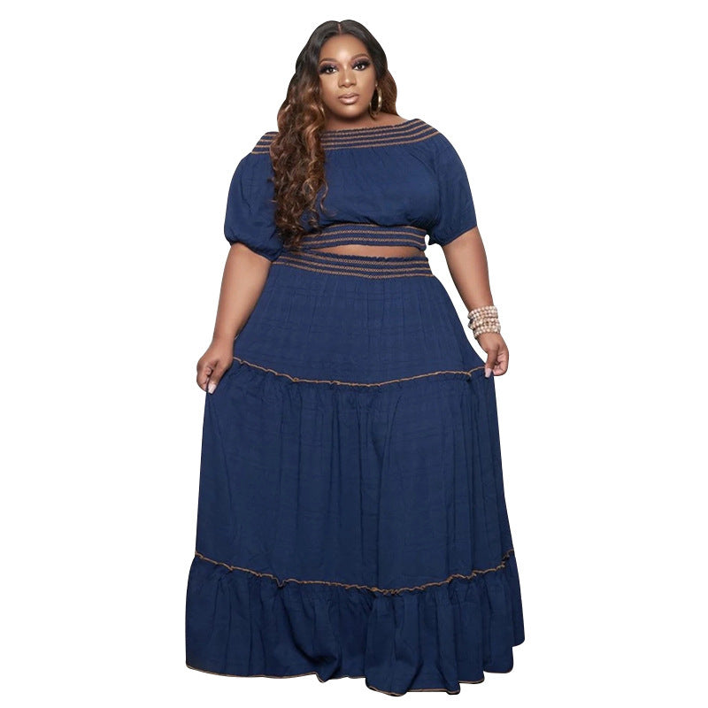Plus size women's two-piece spring suit featuring a stylish skirt by Maryangel Rebel.