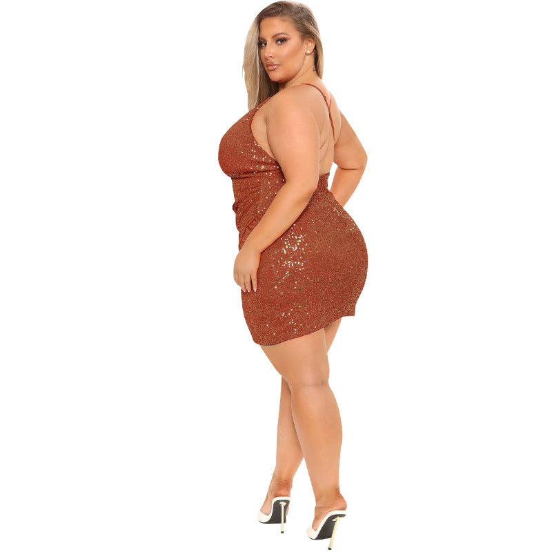 Plus size Maryangel Rebel sexy halter dress with embroidery and beads, showcasing elegant detailing and a flattering silhouette.