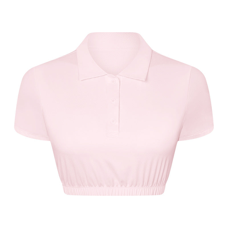 Water Cooled Cooling Wicking Sports Short Sleeve Women Shrink Hem with Chest Pad Quick Drying Breathable Polo Shirt