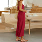 Été couleur unie femmes jarretelles pantalon taille coupe bretelles spaghetti longue jambe large pantalon combinaison