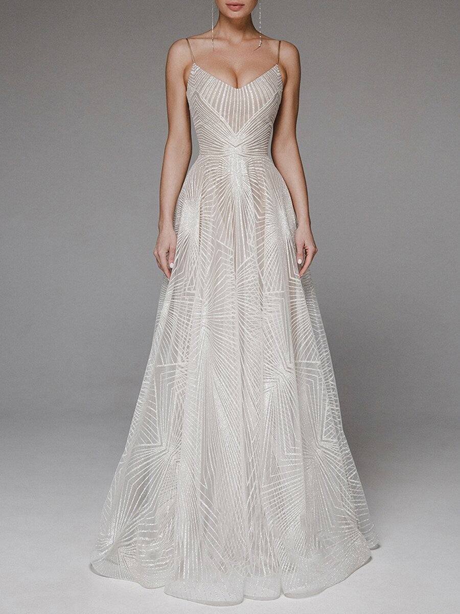 Maryangel Rebel women's V neck maxi dress with embroidery, featuring a sleeveless and sexy design ideal for weddings.
