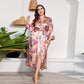 Grande taille russe américain émulation soie chemise de nuit à manches longues vêtements de maison femmes imprimé léopard portable