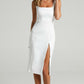 U-Neck sleeveless high waist solid color dress by Maryangel Rebel, featuring a slim fit and elegant design.