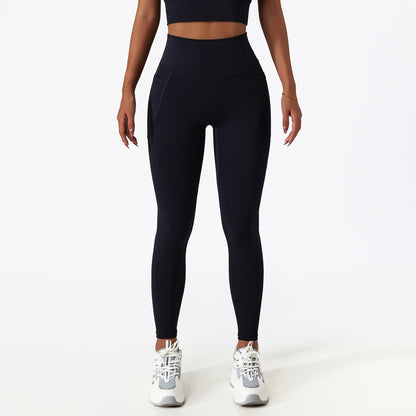 Respirant nuage sentiment taille haute hanche ascenseur pantalons de Yoga poche d'usure extérieure serré exercice course pantalon séchage Fitness pantalon