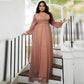 Plus size Maryangel Rebel long evening dress in light luxury style for wedding party or cocktail events.