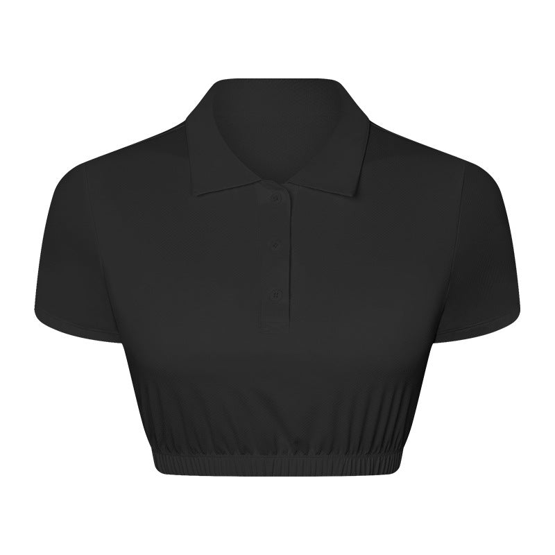 Water Cooled Cooling Wicking Sports Short Sleeve Women Shrink Hem with Chest Pad Quick Drying Breathable Polo Shirt