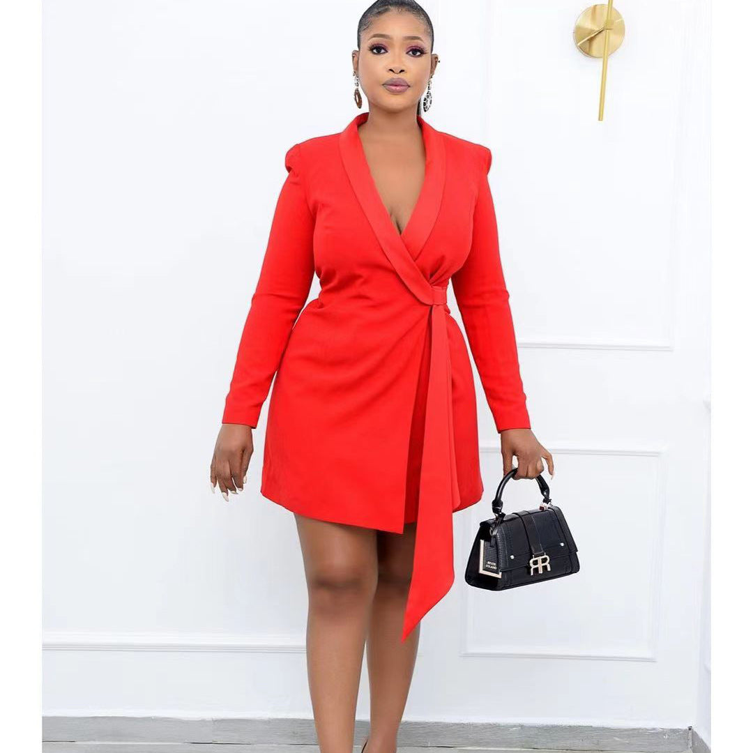 Plus size Maryangel Rebel office dress featuring a slim fit, lace-up design, and elegant skirt style.