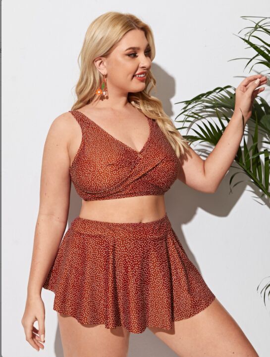 Plus Size New Sexy  Printed Split Bikini Swimsuit