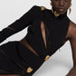 Maryangel Rebel women's long sleeve dress featuring a sexy hollow out cutout design and scarf collar detail.
