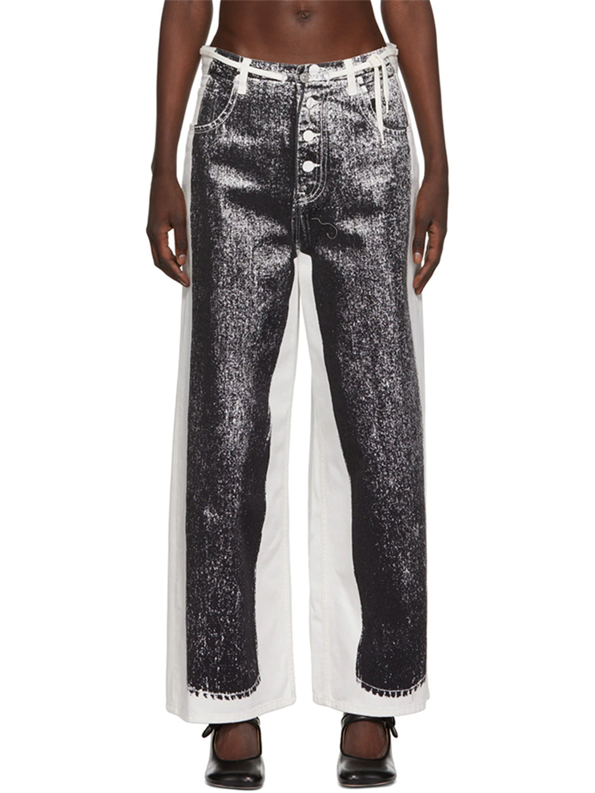Maryangel Rebel women's high waist loose wide leg pants with three-dimensional prints for spring and summer fashion.