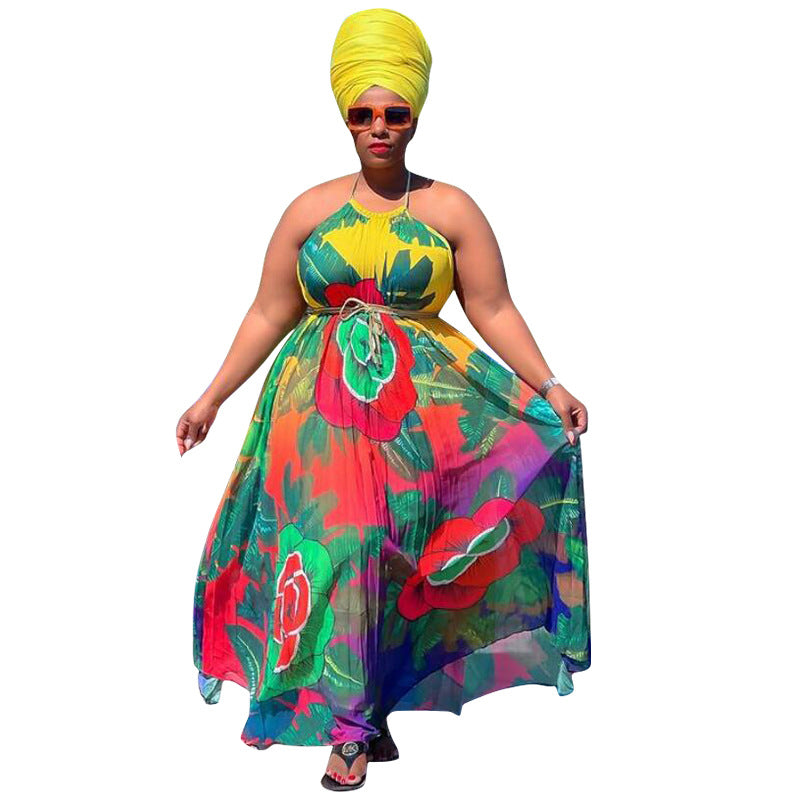 Plus size Maryangel Rebel large swing dress with vibrant digital print, showcasing a flowy silhouette and comfortable fit.
