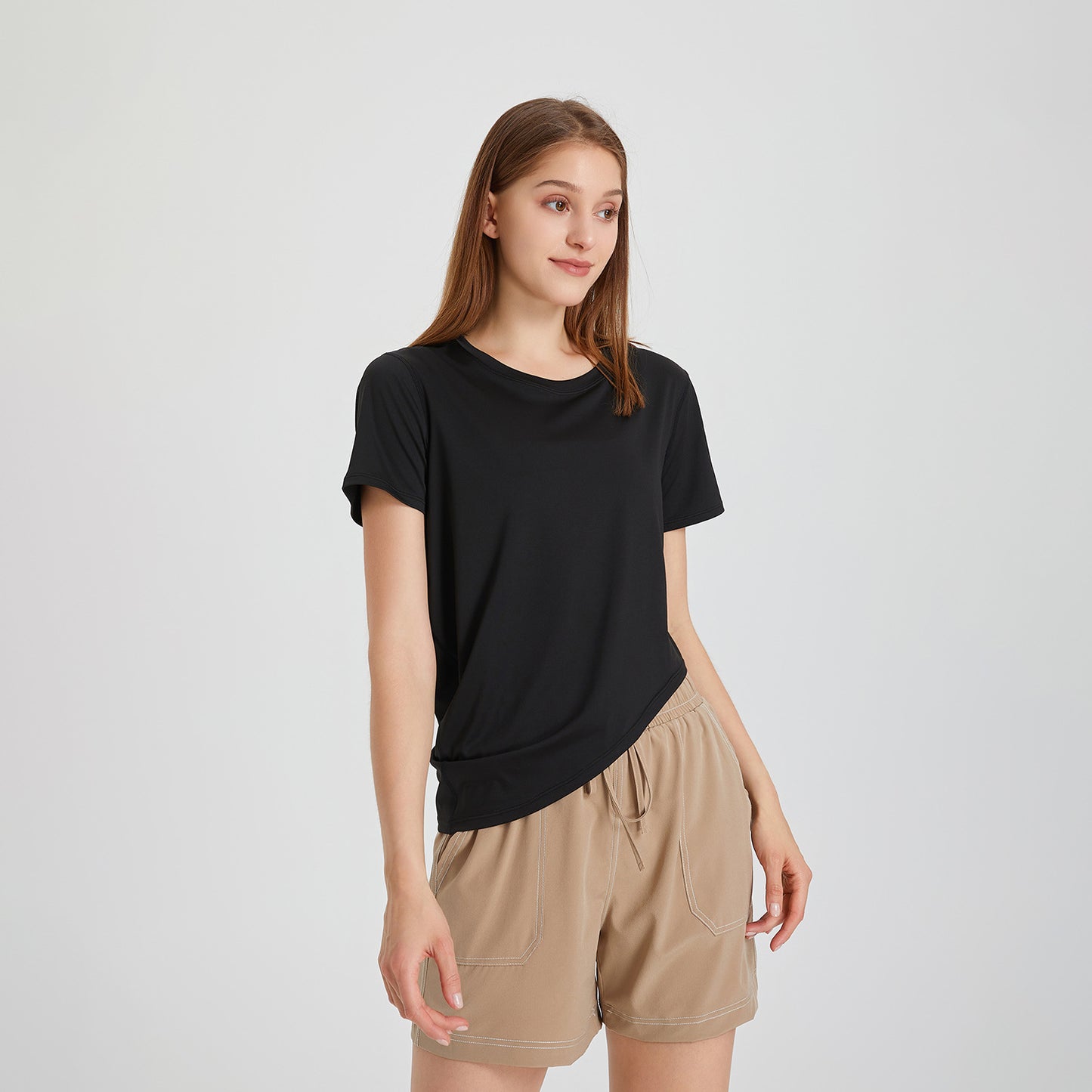 Yoga Vêtements Top Femmes Été Mince Col Rond Peau Respectueux De La Peau Respirant Vêtements D'entraînement À Manches Courtes Course À Séchage Rapide Exercice T-shirt