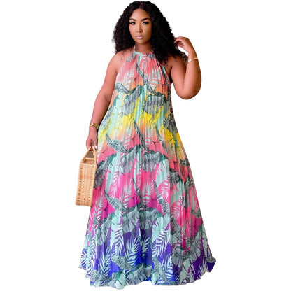 Plus size digital printing swing dress by Maryangel Rebel, featuring a vibrant pattern and relaxed fit for women.