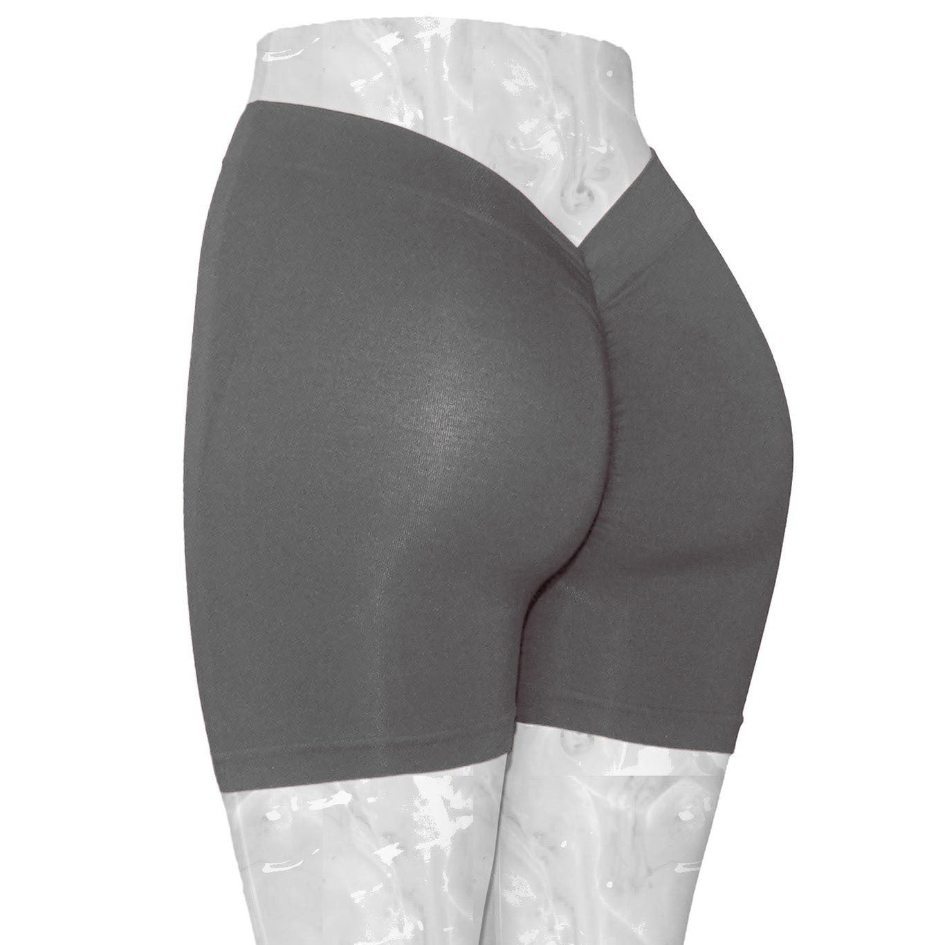 Taille arrière profonde V plongeant en forme de rides maigre hanche ascenseur Yoga Shorts pas de ligne d'embarras pêche hanche Fitness Shorts
