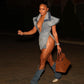 Maryangel Rebel women's casual sleeveless denim skirt set with a high slit, styled for street fashion.