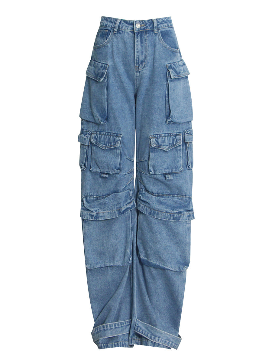 High waist loose wide leg pants for women with large pockets by Maryangel Rebel in a casual style.