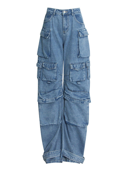High waist loose wide leg pants for women with large pockets by Maryangel Rebel in a casual style.