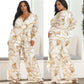 Anna V-Neck Printed Chiffon Vacation Jumpsuit with Belt